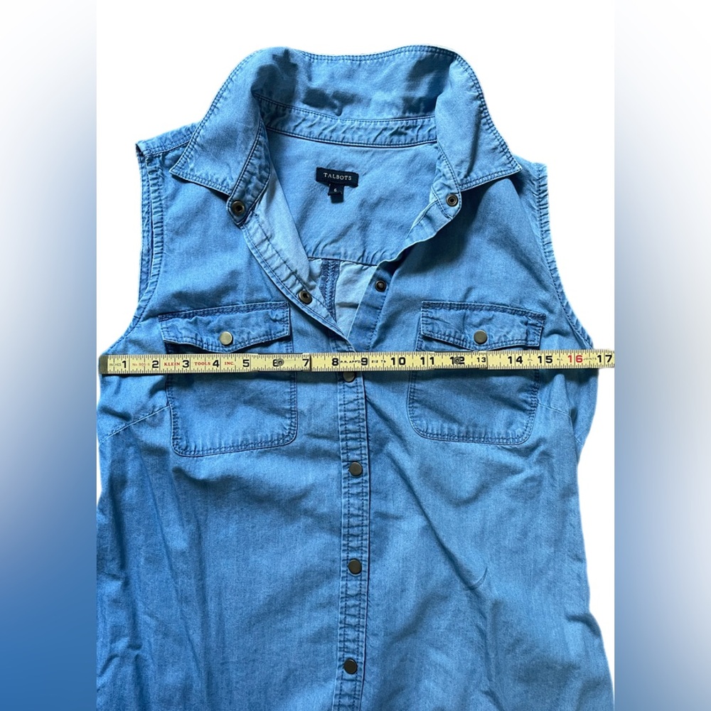 Talbots Button Down Denim Sleeveless Dress Size 6 Coastal Cowgirl Preppy Western - Picture 7 of 9